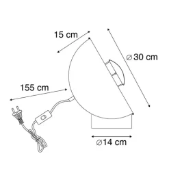 QAZQA Lampen Für Dein Homeoffice|Schlafzimmerlampen*Industrielle Tischlampe schwarz mit goldener Innenseite - Magna Eglip