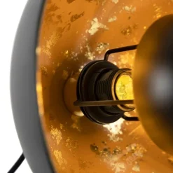 QAZQA Lampen Für Dein Homeoffice|Schlafzimmerlampen*Industrielle Tischlampe schwarz mit goldener Innenseite - Magna Eglip