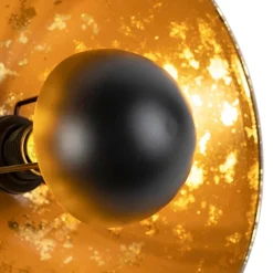 QAZQA Lampen Für Dein Homeoffice|Schlafzimmerlampen*Industrielle Tischlampe schwarz mit goldener Innenseite - Magna Eglip