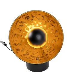 QAZQA Lampen Für Dein Homeoffice|Schlafzimmerlampen*Industrielle Tischlampe schwarz mit goldener Innenseite - Magna Eglip