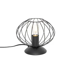 QAZQA Tischlampen|Wohnzimmerlampen*Industrielle Tischlampe schwarz - Margarita