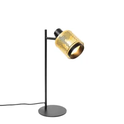 QAZQA Tischlampen|Wohnzimmerlampen*Industrielle Tischlampe schwarz mit Gold - Kayden