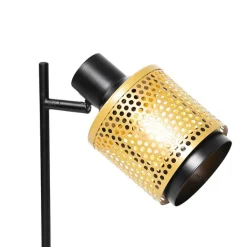 QAZQA Tischlampen|Wohnzimmerlampen*Industrielle Tischlampe schwarz mit Gold - Kayden