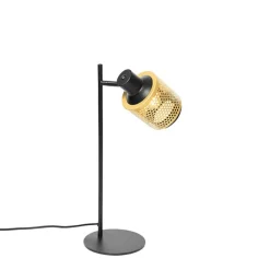 QAZQA Tischlampen|Wohnzimmerlampen*Industrielle Tischlampe schwarz mit Gold - Kayden