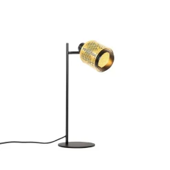 QAZQA Tischlampen|Wohnzimmerlampen*Industrielle Tischlampe schwarz mit Gold - Kayden