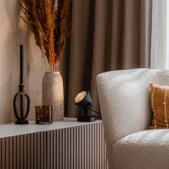 QAZQA Tischlampen|Wohnzimmerlampen*Industrielle Tischlampe schwarz 18 cm - Emado