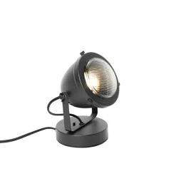 QAZQA Tischlampen|Wohnzimmerlampen*Industrielle Tischlampe schwarz 18 cm - Emado