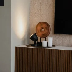 QAZQA Tischlampen|Wohnzimmerlampen*Industrielle Tischlampe schwarz 18 cm - Emado