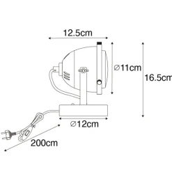 QAZQA Tischlampen|Wohnzimmerlampen*Industrielle Tischlampe schwarz 18 cm - Emado