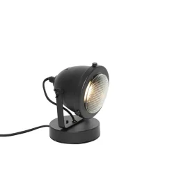 QAZQA Tischlampen|Wohnzimmerlampen*Industrielle Tischlampe schwarz 18 cm - Emado