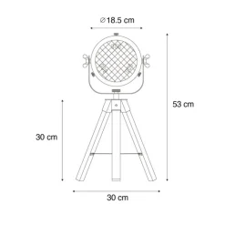 QAZQA Schlafzimmerlampen|Esszimmerlampen*Industrielle Tischlampenstativ aus Stahl mit kippbarem Holz - Emado