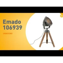 QAZQA Schlafzimmerlampen|Esszimmerlampen*Industrielle Tischlampenstativ aus Stahl mit kippbarem Holz - Emado