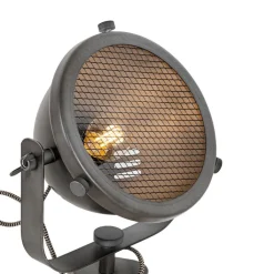 QAZQA Schlafzimmerlampen|Esszimmerlampen*Industrielle Tischlampenstativ aus Stahl mit kippbarem Holz - Emado