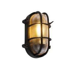 QAZQA Gartenbeleuchtung|Außenwandleuchten*Industrielle Wand- und Deckenleuchte schwarz oval IP44 - Noutica