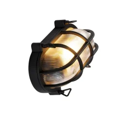 QAZQA Gartenbeleuchtung|Außenwandleuchten*Industrielle Wand- und Deckenleuchte schwarz oval IP44 - Noutica