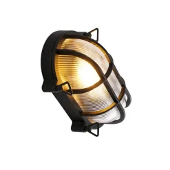 QAZQA Gartenbeleuchtung|Außenwandleuchten*Industrielle Wand- und Deckenleuchte schwarz oval IP44 - Noutica