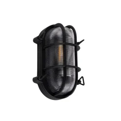 QAZQA Gartenbeleuchtung|Außenwandleuchten*Industrielle Wand- und Deckenleuchte schwarz oval IP44 - Noutica