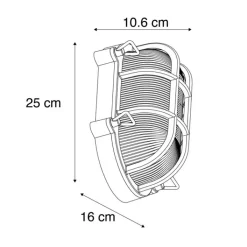 QAZQA Gartenbeleuchtung|Außenwandleuchten*Industrielle Wand- und Deckenleuchte schwarz oval IP44 - Noutica