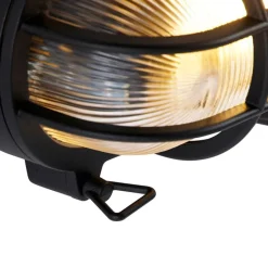 QAZQA Gartenbeleuchtung|Außenwandleuchten*Industrielle Wand- und Deckenleuchte schwarz oval IP44 - Noutica