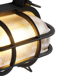 QAZQA Gartenbeleuchtung|Außenwandleuchten*Industrielle Wand- und Deckenleuchte schwarz oval IP44 - Noutica