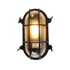 QAZQA Gartenbeleuchtung|Außenwandleuchten*Industrielle Wand- und Deckenleuchte schwarz oval IP44 - Noutica