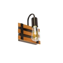 QAZQA Wandleuchten|Wohnzimmerlampen*Industrielle Wandlampe braun mit Holz - Paleta Mai