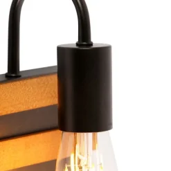 QAZQA Wandleuchten|Wohnzimmerlampen*Industrielle Wandlampe braun mit Holz - Paleta Mai