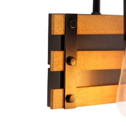 QAZQA Wandleuchten|Wohnzimmerlampen*Industrielle Wandlampe braun mit Holz - Paleta Mai