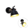 QAZQA Wandleuchten|Wohnzimmerlampen*Industrielle Wandlampe schwarz mit Gold verstellbar - Liko