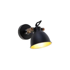 QAZQA Wandleuchten|Wohnzimmerlampen*Industrielle Wandlampe schwarz mit Gold verstellbar - Liko