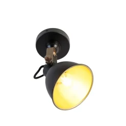 QAZQA Wandleuchten|Wohnzimmerlampen*Industrielle Wandlampe schwarz mit Gold verstellbar - Liko