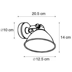 QAZQA Wandleuchten|Wohnzimmerlampen*Industrielle Wandlampe schwarz mit Gold verstellbar - Liko