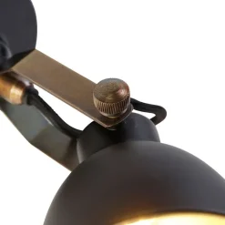 QAZQA Wandleuchten|Wohnzimmerlampen*Industrielle Wandlampe schwarz mit Gold verstellbar - Liko