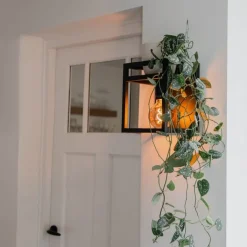 QAZQA Schlafzimmerlampen|Küchenlampen*Industrielle Wandleuchte schwarz mit Gestell - Cage Rack