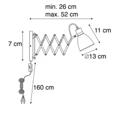 QAZQA Wandleuchten|Wohnzimmerlampen*Industrielle Wandleuchte schwarz verstellbar - Merle