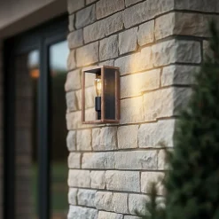 QAZQA Gartenbeleuchtung|Außenwandleuchten*Industrielle Wandleuchte Holzoptik 26 cm IP44 - Charlois