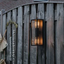 QAZQA Gartenbeleuchtung|Außenwandleuchten*Industrielle Wandleuchte schwarz 38 cm 2-Licht IP44 - Charlois