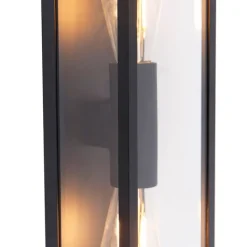 QAZQA Gartenbeleuchtung|Außenwandleuchten*Industrielle Wandleuchte schwarz 38 cm 2-Licht IP44 - Charlois