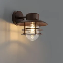 QAZQA Gartenbeleuchtung|Außenwandleuchten*Industrielle Wandleuchte Rostbraun IP44 - Shell