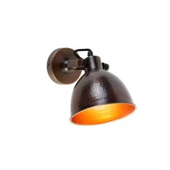 QAZQA Schlafzimmerlampen|Küchenlampen*Industrielle Wandleuchte Kupfer mit Messing verstellbar - Liko