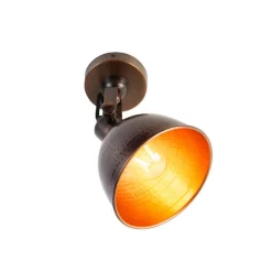 QAZQA Schlafzimmerlampen|Küchenlampen*Industrielle Wandleuchte Kupfer mit Messing verstellbar - Liko