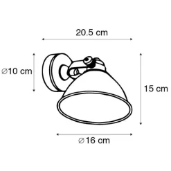 QAZQA Schlafzimmerlampen|Küchenlampen*Industrielle Wandleuchte Kupfer mit Messing verstellbar - Liko