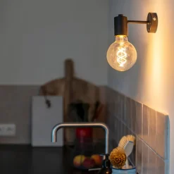QAZQA Schlafzimmerlampen|Küchenlampen*Industrielle Wandleuchte schwarz 13cm - Facil