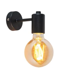 QAZQA Schlafzimmerlampen|Küchenlampen*Industrielle Wandleuchte schwarz 13cm - Facil