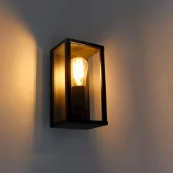 QAZQA Gartenbeleuchtung|Außenwandleuchten*Industrielle Wandleuchte schwarz 26 cm IP44 - Charlois