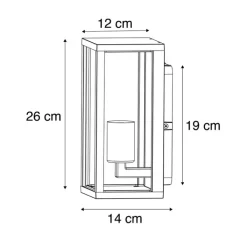 QAZQA Gartenbeleuchtung|Außenwandleuchten*Industrielle Wandleuchte schwarz 26 cm IP44 - Charlois