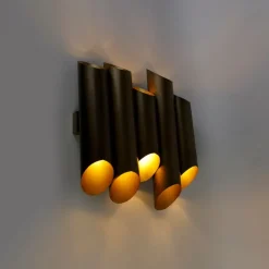 QAZQA Wandleuchten|Wohnzimmerlampen*Industrielle Wandleuchte Messing 10 Lichter - Whistle