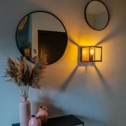 QAZQA Wandleuchten|Esszimmerlampen*Industrielle Wandleuchte rostbraun - Käfig