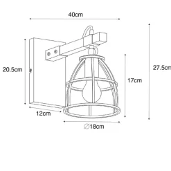 QAZQA Wandleuchten|Wohnzimmerlampen*Industrielle Wandleuchte dunkelgrau und Holz verstellbar – Arthur