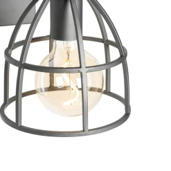 QAZQA Wandleuchten|Wohnzimmerlampen*Industrielle Wandleuchte dunkelgrau und Holz verstellbar – Arthur